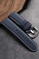 Carbon Fiber Grain Leather Watchband 20 22 24MM Cark Blue Vintage Men's Bracelet For Soft Men's Bracelet