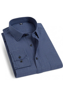 Men's Shirt Long Sleeve Blue Jacquard Plaid Man Shirts Business Formal Button Up Clothing Patch Chest Pocket