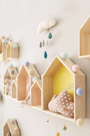 Nordic Wall Shelf Display Hanging Shelving Kid's Room House Shape Shelf Wooden Decor