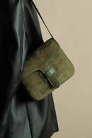 Green Retro Simple Suede Genuine Leather Women Bag Handbag Nice Casual Real Leather Lady Underarm Shoulder Crossbody Bag