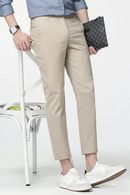 Men Solid Casual Suit Pants Loose Elasticity Formal Cropped Pants
