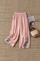 Summer Loose Fit Embroidered Casual Pants Women Female Clothing