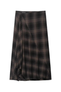 Elegant Chic Women Skirt Plaid Zipper Long Midi Skirt Autumn Holiday Long Skirt