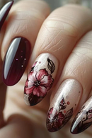 Almond Press On Nails Flower Women Girls Charm Manicure Full Cover Nails Patches