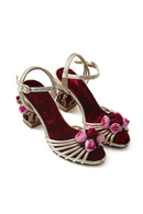 Flower golden women sandals birdcage strange heels ankle strap buckle ladies sandal woman shoes