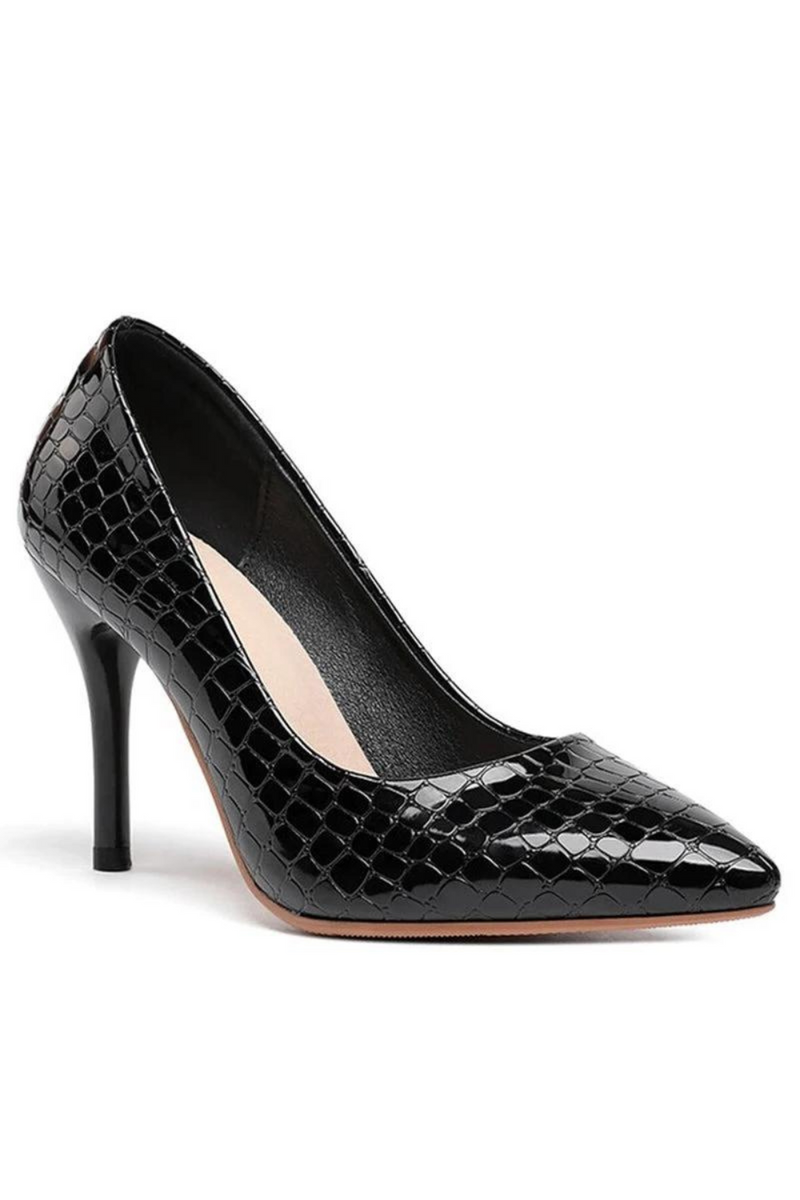 Women Pumps Pointed Toe Thin High Heels Slip-On Plaid Solid Black White Office Spring