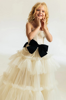 Flowers A-Line Girl Dresses Wedding Party Dress for Kids Sleeveless Pleat Bow Girls Prom Gowns Customized