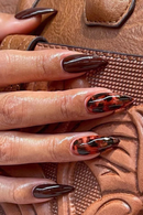 Simple French Wearable False Nails Almond Stripes Design Manicure Fake Nails Line Full Cover Press On Nail