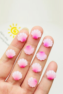 Mini Cartoon Pink Shell Resin Figurine Crafts Cabochon Ornament Jewelry Hairpin Making Accessories