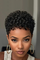 short afro curly human hair wig 150% density hair pixie cut short curly human hair wig