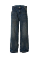 Denim Pants Men Washed Distressed Loose Straight-leg Jeans Wide leg Trousers Men