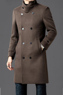 Winter Wool Jacket Men Light Luxury Long Woolen Trench Coats Thick Soft Warm Overcoat Man