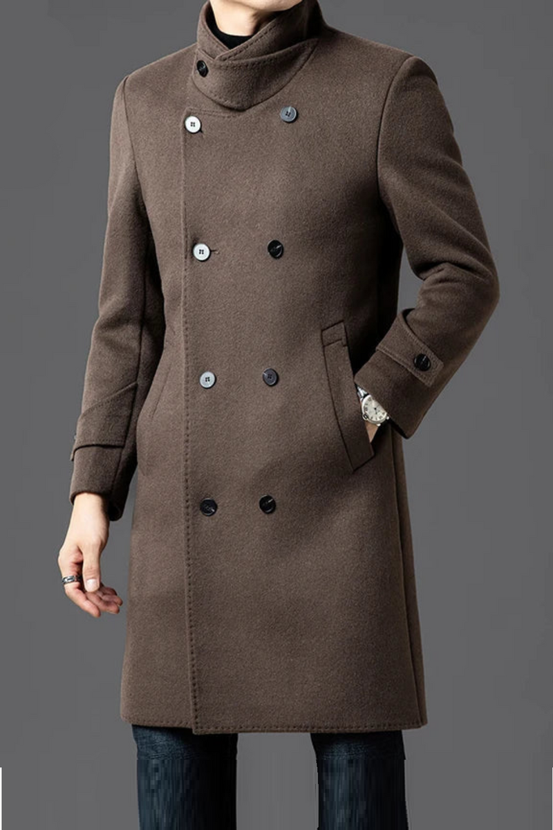 Winter Wool Jacket Men Light Luxury Long Woolen Trench Coats Thick Soft Warm Overcoat Man