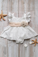 Citgeett Summer Infant Baby Girls Fresh Solid Color Bodysuit Flower Skirt Hem Lace Sleeveless Triangle Jumpsuits Clothes