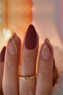 24pcs Mid-Length Almond Gold Stripe Medium Press on Nails False Stick-on Nails Set