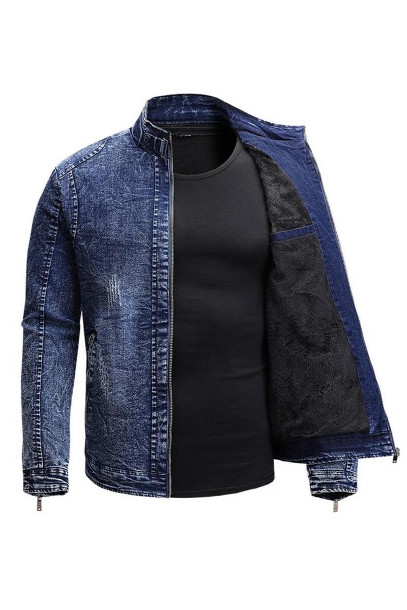 Black Denim Jacket Men Autumn Winter Fleece Jackets Coats Slim Fit Casual Motorcycle Biker Denim Coat Male Outerwear