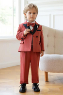 Flower Boys Violin Suit Baby Kids Wedding Performance Tuxedo Set Children Red Stripe Luxurious Birthday Dress