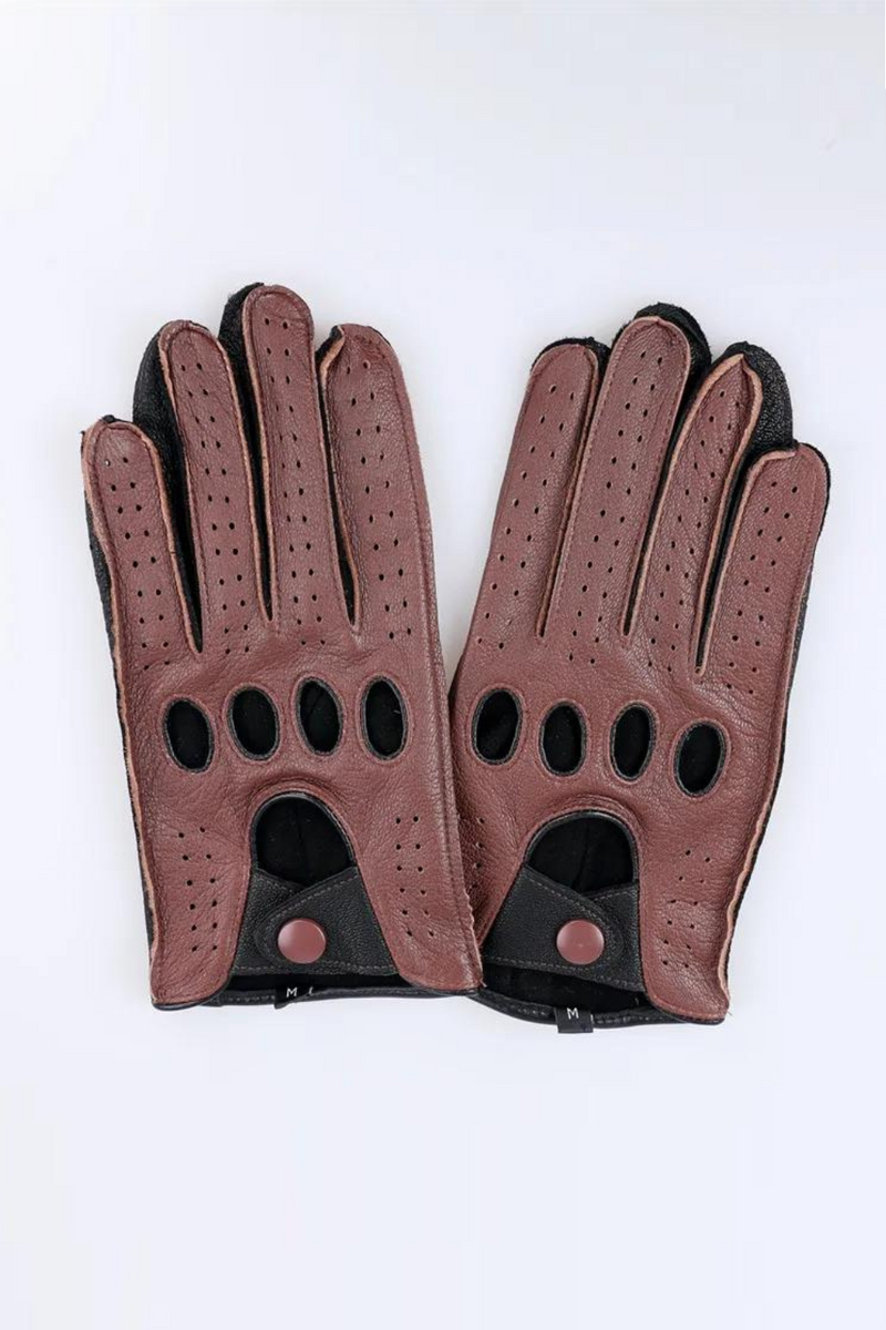 Genuine Leather Glove Men's Autumn Winter Driving Gloves With Holes Breathable