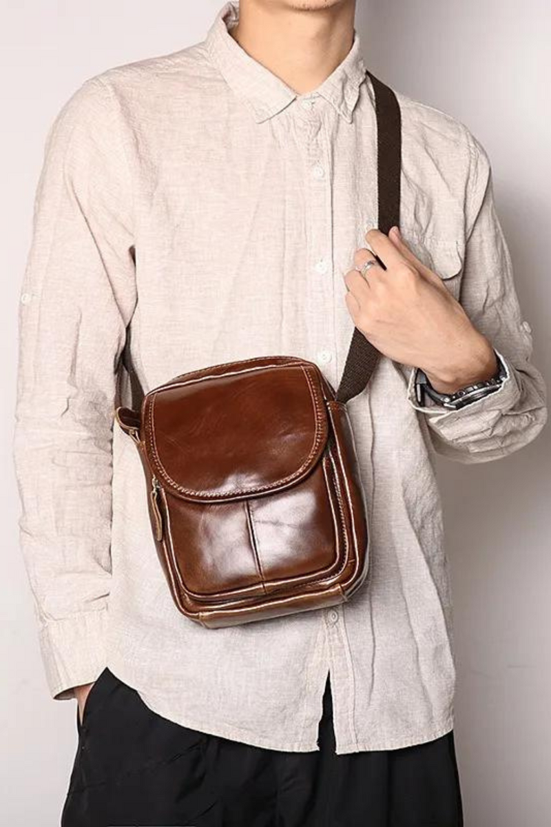 Men's leather simple shoulder bag crossbody men's bag