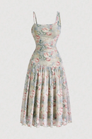 Dresses Summer Decent Floral Sleeveless Square Neck Knee Length Casual Shift Dresses For Women