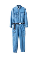 Spring Jeans Overalls Men Denim Jumpsuits Lapel Loose Street Pants