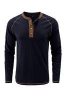 Men Henley Collar Solid Color Tee Tops Men Casual Slim Fit Tshirts Men Tees