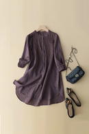 Women Linen Embroidery Blouses Half Sleeve Summer Long Shirts Breathable Female Blouses