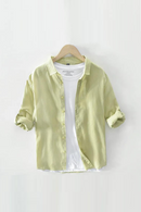 Linen Shirts For Men Long sleeve Casual Dress Shirt Men Male
