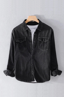 Denim Shirt Men's Clothing Cotton Casual Wear Retro