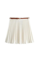 Mini Pleated Skirt For Women Belt High Waist Solid Casual Versatile Skirts Female Short Skirt
