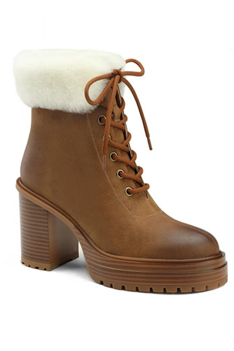 Ladies Winter Boots Genuine Leather Ankle Boots Thick Plush Snow Boots