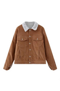 Women Jacket Winter Ladies Vintage Corduroy Cashmere Lapel Long Sleeves Solid Jacket For Women's Outwears