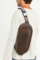 Genuin Leather Men Chest Bag Vintage Sling Bag For Men Crossbody Travel Single Shoulder Bag