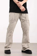 Spliced Straight Pants Men Solid Color Casual Streetwear Flared Pants Men Trousers
