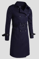 Mens Spring Autumn Windbreak Overcoat Long Trench Coats with Belt Male Pea Coat Double Breasted
