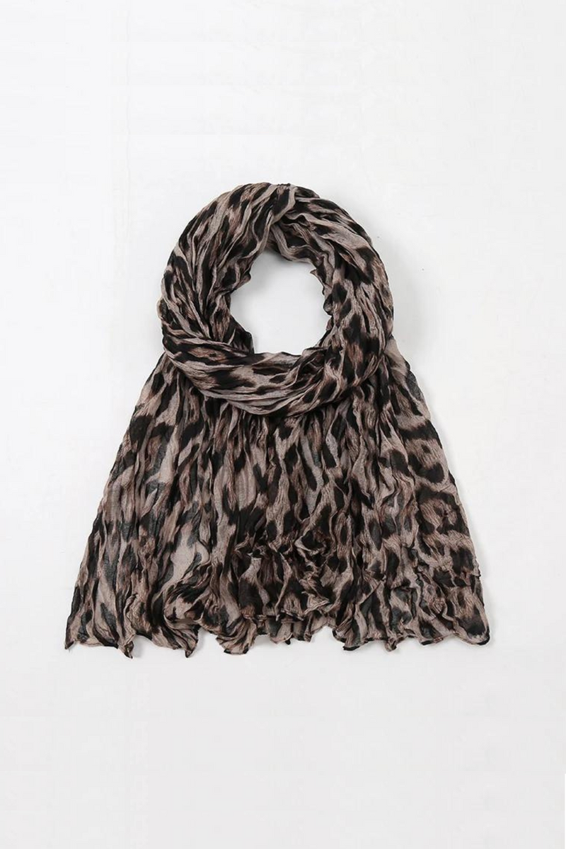Women's Scarf Winter Keep Warm Leopard Crinkle Foulard Long Soft Designer Large Scarf Cotton Shawl