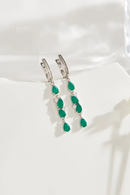 Elegant Natural Green agate sterling Silver earrings Women's and girls birthday fine jewelry