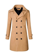 Winter Coat Men Double Breasted Slim Fit Casual Business Long Trench Coat Men Jacket