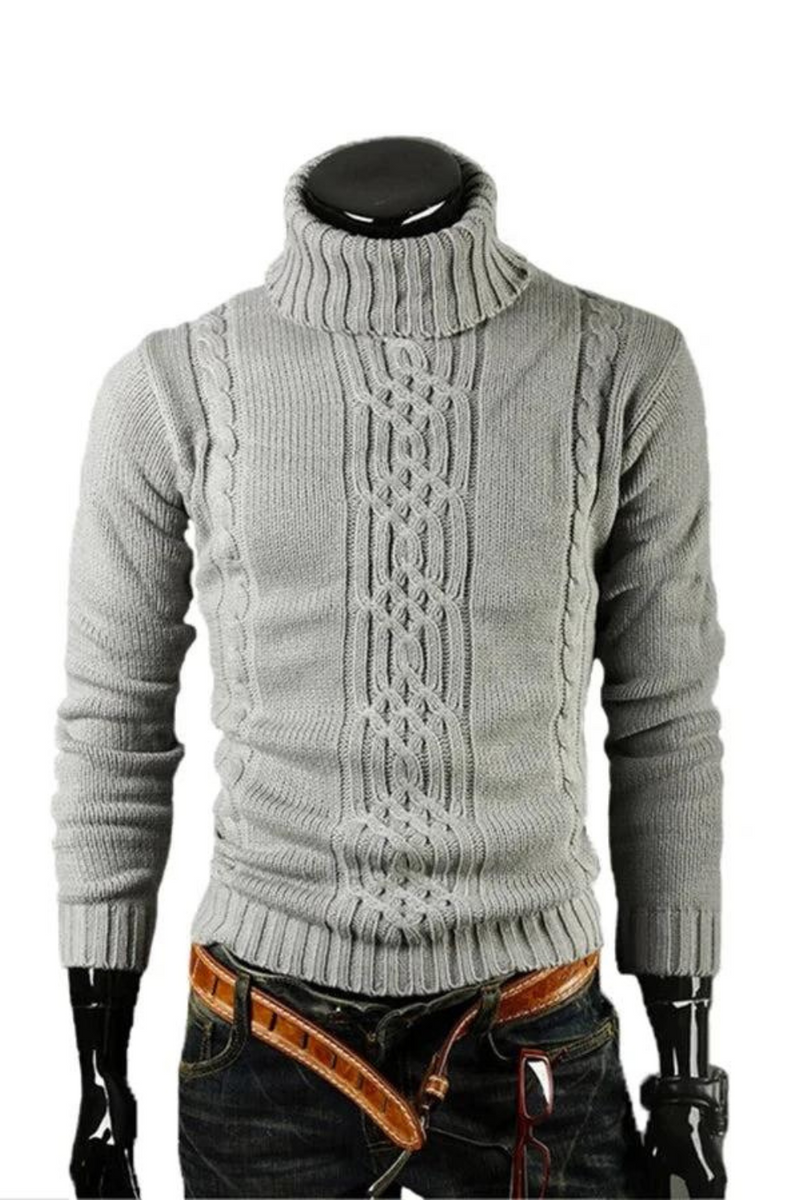 Sweater Pullover Men Male Casual Slim Sweaters Men Solid High Lapel Jacquard Hedging