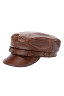 Brown Military Captains Hat Genuine Leather Newsboy Cap Flat Autumn Winter Luxury Designer Sailor Caps