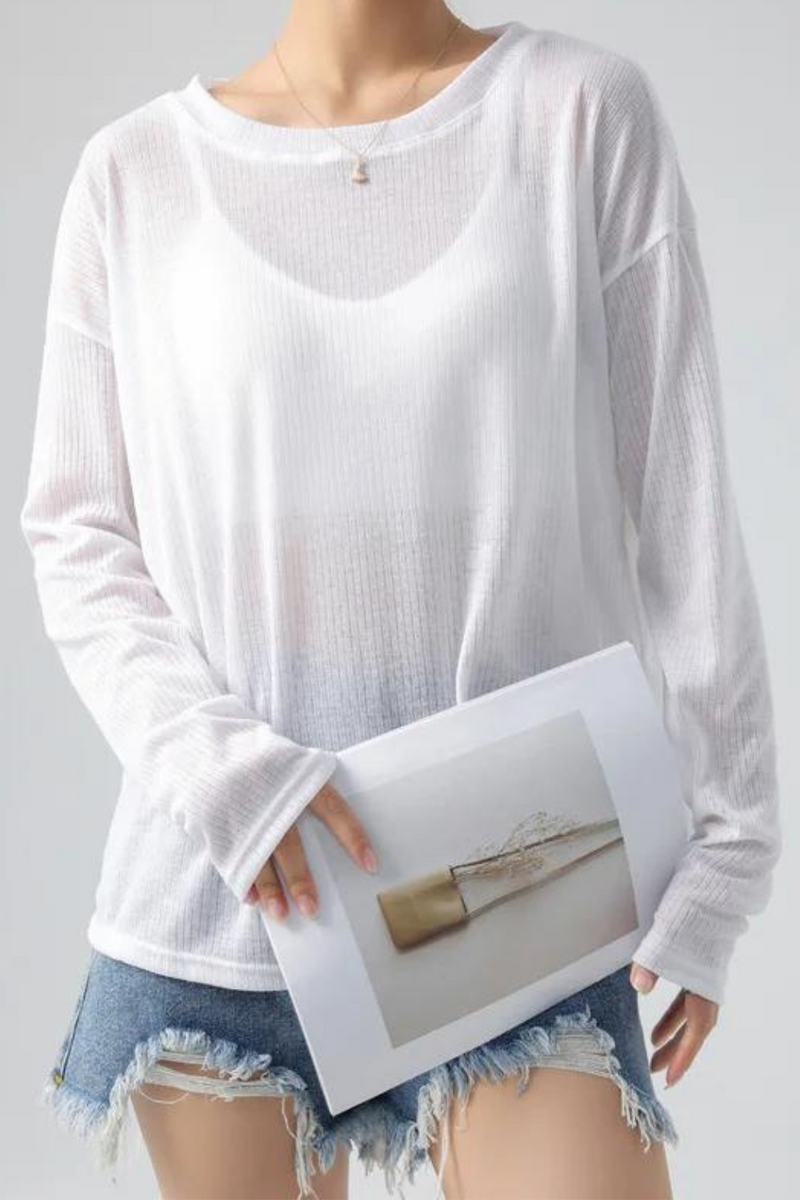 Casual Solid Women Long Sleeve Top Thin Look Through Sunscreen Women Tops And Blouses Feminist Shirt