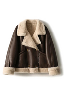 Wool Warm Thickened Short Motorcycle Jacket Autumn Winter Casual Coat For Women