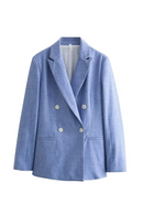 Suits Straight Jacket Casual Double Breasted Blazers Women Tops Sky Blue Blazers Women
