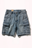 Shorts for denim men's tooling cat's whiskers straight pants retro