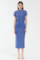 Pleated Skirt Suits Women Summer Casual Round Neck Short Sleeved T-Shirt Midi Straight Skirt