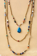 Statement Necklace Natural Stones Seed Beads Pendant Layers Necklace Bohemia