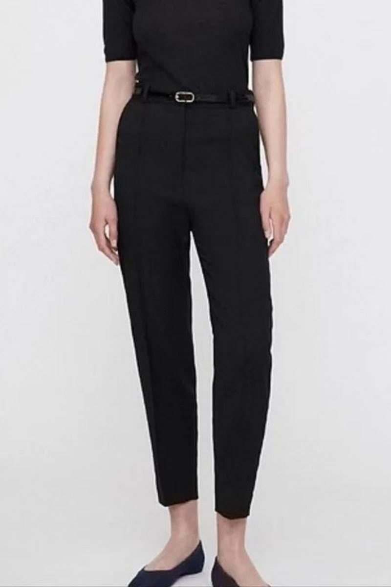 Women's Commuter Twill Fabric Fine Pleated Seam Design High-waisted Straight Suit Pants Women