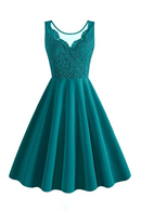 Elegant Sleeveless Turquoise Short Prom Dress Summer Swing Pinup Lace Cocktail Vintage Robe Gowns Birthday Dress for Women