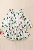 Autumn Christmas Kids Toddler Girls Long Sleeve Doll Collar Tree Print Princess Dress Clothes