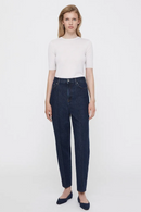 Women Mid waist tapered jeans casual denim pants